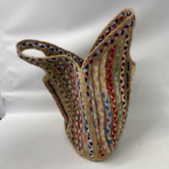 Antik Kraft Rubi Women's Multicolor Woven Jute Straw/Fabric Hobo Basket Tote Bag - Picture 2 of 6